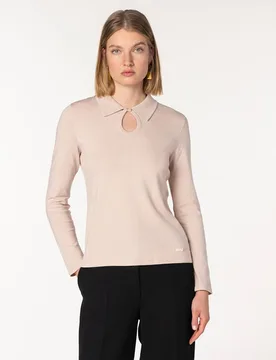 Suéter de mujer cuello polo con lágrima - Naulover - FashionsVida