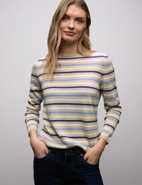 Gestreifter Pullover female Beige - Street One - FashionsVida