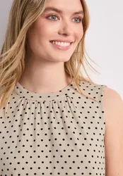Top mit Rundhals und Grafikprint female Beige
