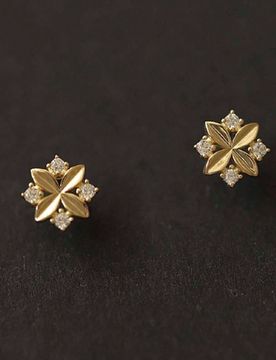Par de pendientes de botón de plata de ley 925 con flores de circonita cúbica en forma de rombo, regalo de joyería de para mujer, novia o mejor ami