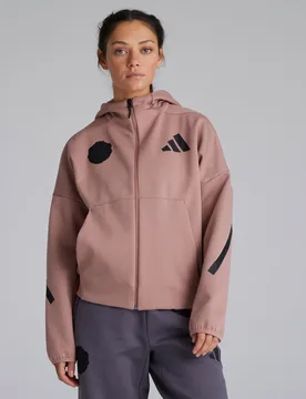 Manchester United x Womens Z.N.E. Full Zip Hoodie Pink XS - Adidas - FashionsVida