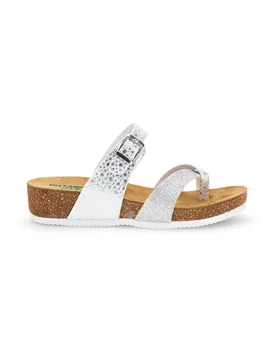 Ciabatte bianco argento sottopiede in vera pelle 293A311SR 40 - PITTARELLO ECO - FashionsVida