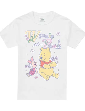 Winnie The Pooh & Piglet Whimsical Flowers T-Shirt, White - White - Size: M - Disney - FashionsVida