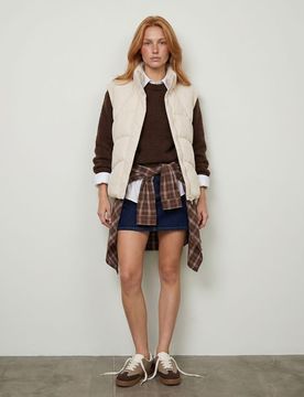 Gilet puffer trapuntato - beige