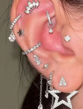 Piezas Pendientes de Estrella Elegantes de Circonita Cúbica, Conjunto de Pendientes Adecuados para que las Mujeres los Usen en Fiestas, Festivales de