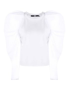 Top a sbuffo in organza rosa Unni