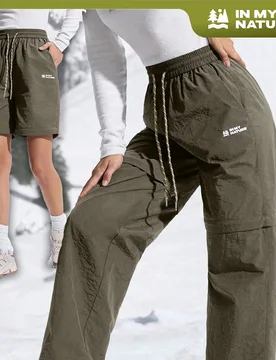 Pantalones de senderismo casuales para mujer con cordón en la cintura - Shein - FashionsVida