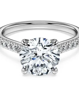 Anello solitario Eternity, Diamanti creati in laboratorio 2,2 ct tw, Forma rotonda, Oro bianco 18 K 50 - Swarovski - FashionsVida