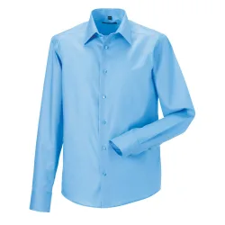 Mens Ultimate Non-Iron Tailored Long-Sleeved Formal Shirt (Bright Sky) - Blue Cotton - Size 19.5 Inch