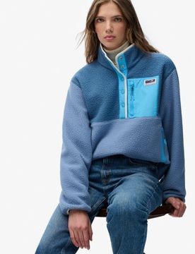 Superdry Damen Fleece Pullover, Hellblau - Größe: 44