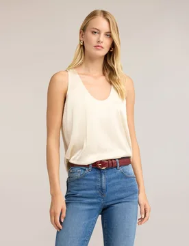 Top de mujer de satén de viscosa con escote pronunciado ajuste regular - Motivi - FashionsVida
