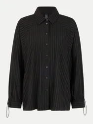 Cain Nadelstreifen-Bluse mit Fledermausärmel Schwarz 38