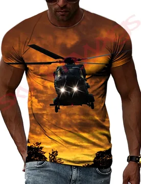 Men's 3D Print Helicopter Rescue Picture T-Shirt Hip Hop round Neck Short Sleeve Top for Summer Leisure - Aliexpress - FashionsVida