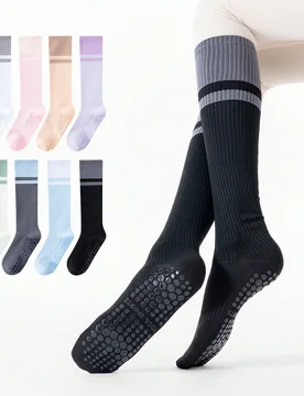 Pares de calcetines de compresión largos para mujer, calcetines de yoga de mezcla de algodón antideslizantes, calcetines deportivos antideslizantes - Shein - FashionsVida
