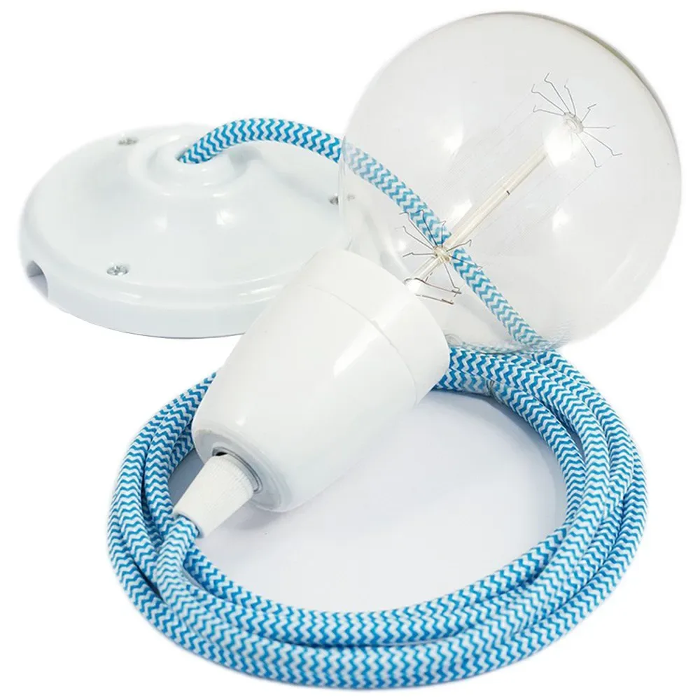 Cables Suspension Luminaire Rz11 Zigzag 1 M Turquoise / White One Size - Creative - FashionsVida