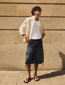 Bermuda En Denim Cargo Parachute 34 Noir