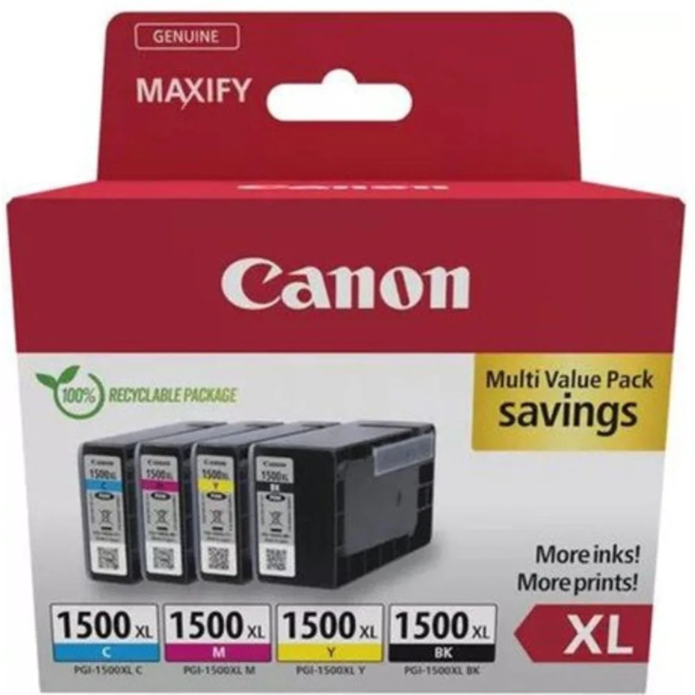 Pack de 4 cartuchos de tinta original PGI-1500XL multicolor (9182B010) - Canon - FashionsVida