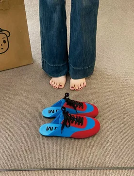 Hit Runway Women Color Block Mules Red Blue Contrast Lace up Closed Toe Slip On Slides Flat Lazy Outdoor Slippers Trendy - Aliexpress - FashionsVida