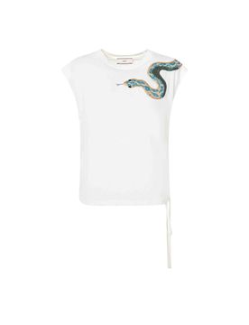 T-shirt mezza manica Donna ricamo serpente