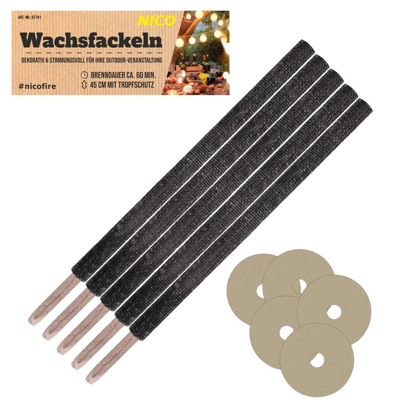 Wachsfackel - 60 cm / 10er-Karton 60 cm adult