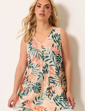 Women's Tropical Print Cami Vest Top in Nude Size: 18 - Nude - Size: 18 - Yours - FashionsVida