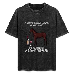 Standardbred and wine funny horse T-Shirt Lightweight Basic Short Sleeve Shirt