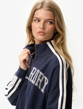 Superdry Damen Athletic Essentials Applique Zip-trainingsjacke in OverGröße-passform Navy - Größe: 36 - 94.99 - FashionsVida