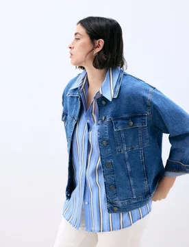 Cazadora vaquera básica de mujer - Couchel - FashionsVida