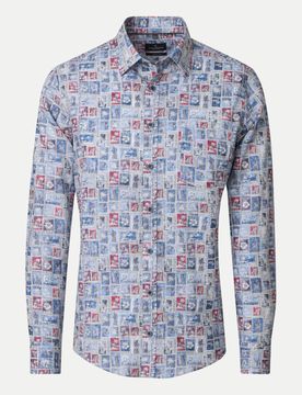 Hemd mit Allover-Print Blau XXL