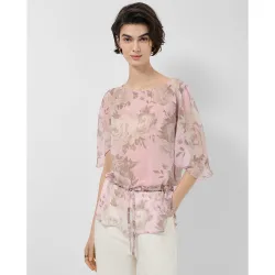 Blusón de mujer manga volante gasa estampado floral