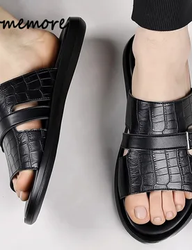Comemore Men's Summer Trendy Sandals Comfort Wear-resistant Anti-slip Beach Shower Slide Shoes Crocodile Pattern Slippers Male - Aliexpress - FashionsVida
