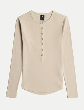 Slim-Fit Langarmshirt Henley Beige L - G-Star RAW - FashionsVida