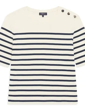 Camiseta de mujer con manga corta y estampado de rayas - Caroll - FashionsVida