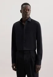 Slim Jerseyhemd Uni Schwarz 45