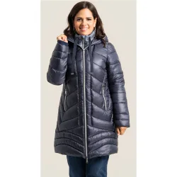 Parka larga con doble frontal en contraste
