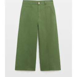 Pantalón cropped de mujer de algodón liso