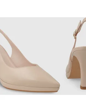 Zapatos de salón de mujer destalonados de piel con tacón - Lodi - FashionsVida