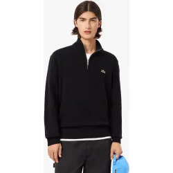 Jersey de hombre de cuello alto de lana cardada con cremallera