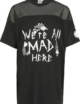 Disney T-Shirt - Grinsekatze - We're All Mad Here - S bis 3XL - für Damen - Größe L - schwarz - EMP exklusives Merchandise! - Frauen - female - Alice im Wunderland - FashionsVida