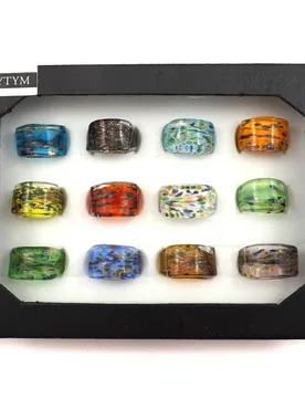 Wholesale 12pcs Handmade Colorful Foil Spot Glass Rings Match With Clothes, Unique Murano Glass Jewelry - Aliexpress - FashionsVida