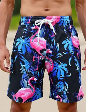Pantalones cortos de playa casuales con estampado tropical para hombres, vacaciones - Shein - FashionsVida