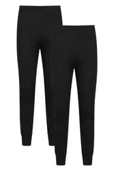 Talus' Mens Base Layer Pants Isotherm Quick Dry Breathable Gym Trousers - Pack Of 2 Black - Size X-Small