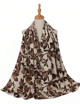 Pieza Pañuelo de mujer con estampado floral de gasa y perlas, pañuelo musulmán hijab - Shein - FashionsVida