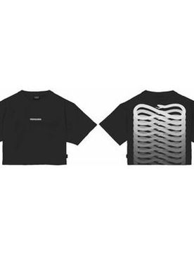 T-Shirt Prts811-01 Crop T-Shirt-Ribs Woman Black It L Female