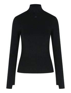 Maglione a dolcevita in miscela viscosa nera