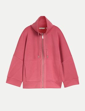 Boxy-Fit Scuba Sweatjacke Rosa M