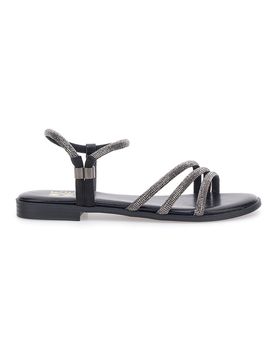 Sandali neri con fascette sottili e strass 1703 40