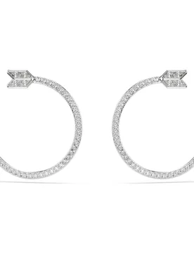 Orecchini a cerchio Idyllia, Taglio misto, Freccia, Bianchi, Placcato rodio OS - Swarovski - FashionsVida