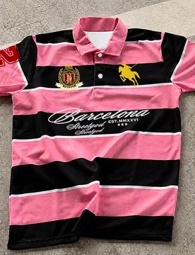Polo de manga corta con bloques de color, rayas y estampado de letras para hombre, de verano - Shein - FashionsVida