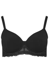 Women's Soft Touch Ribbed Underwired Bra in Black Size: 38C - Black - Size: 38C